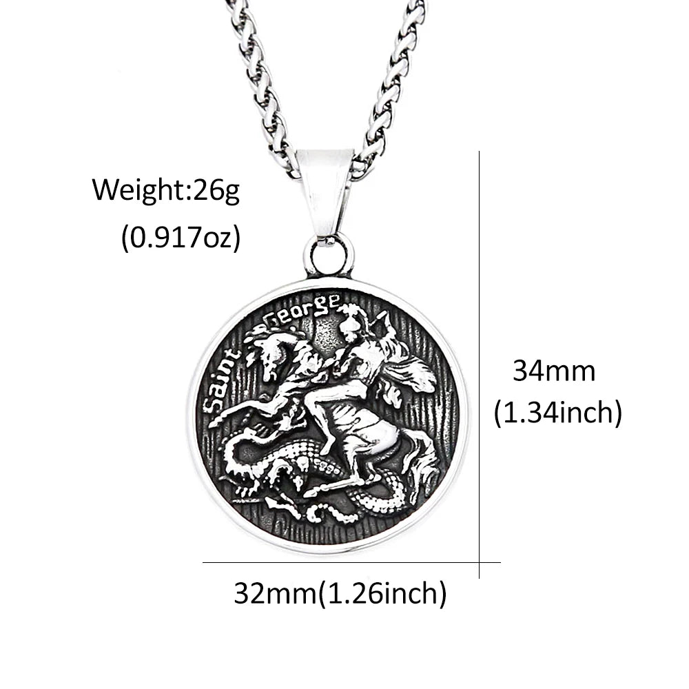 PENDRA Dragonslayer Saint George Pendant Necklace