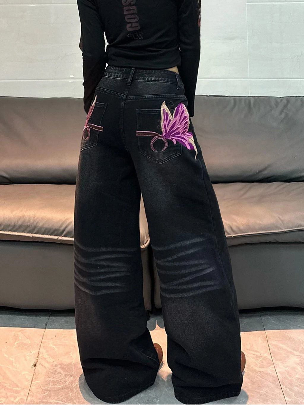 PENDRA American Butterfly Embroidery Jeans