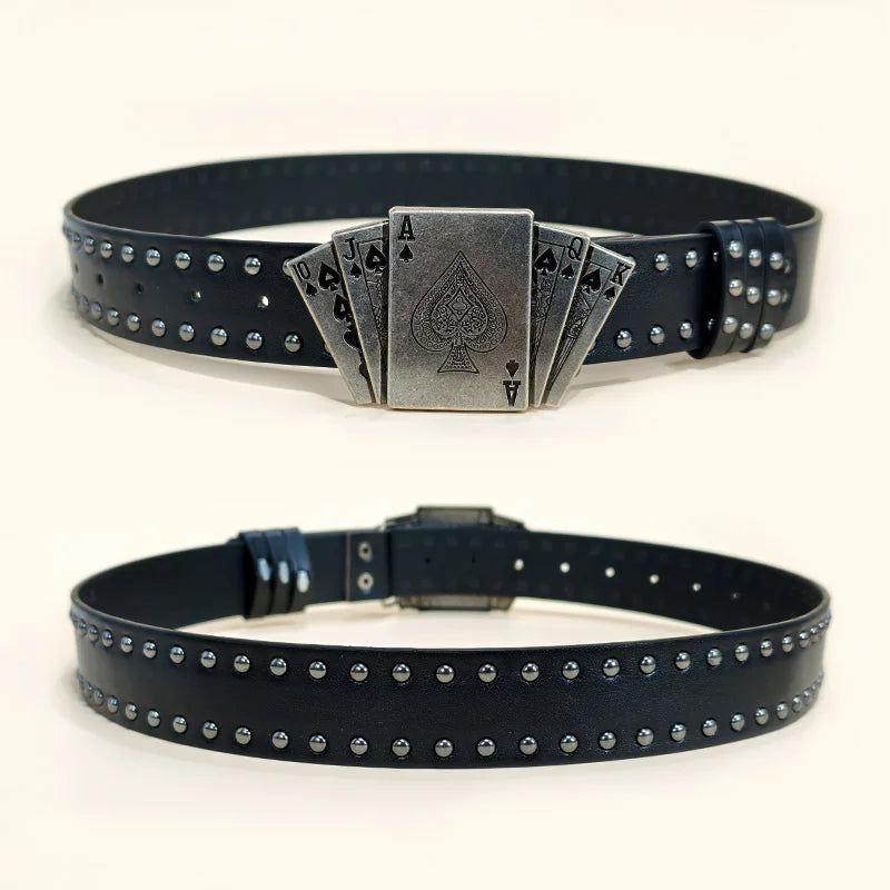 Western Black Belt for Men and Women Poker Rivet Belts Male Fashion Leisure Punk Accessories wide Jeans Waistband Men's Gifts