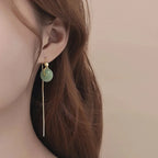 PENDRA Gold Jade Hetian Green Earrings