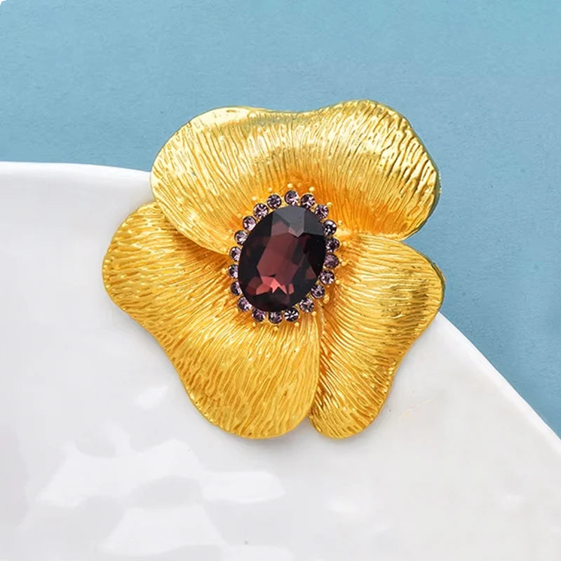 PENDRA Elara 2-Color Rhinestone Flower Brooch