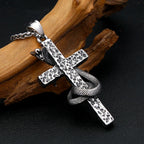 PENDRA Serpentcross Stainless Steel Snake Cross Pendant