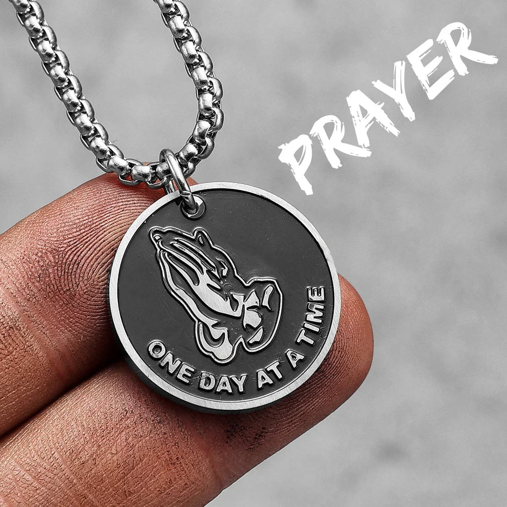 PENDRA Jesus Angel Cross Steel Necklace