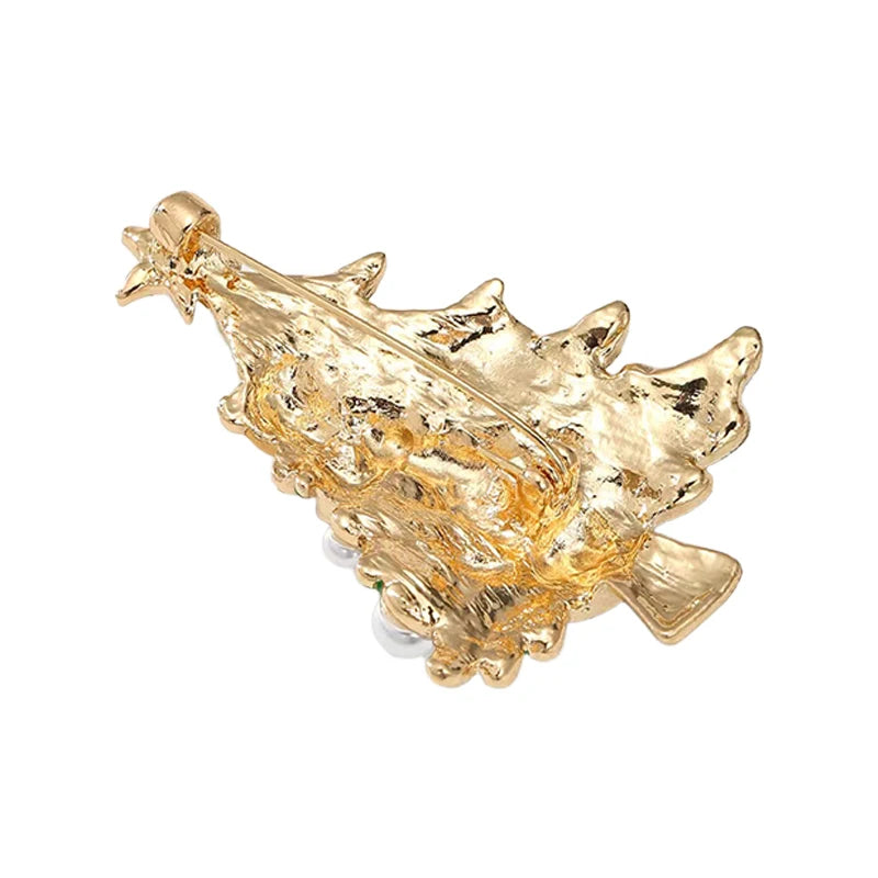 PENDRA Snowman Rhinestone Enamel Christmas Tree Brooch