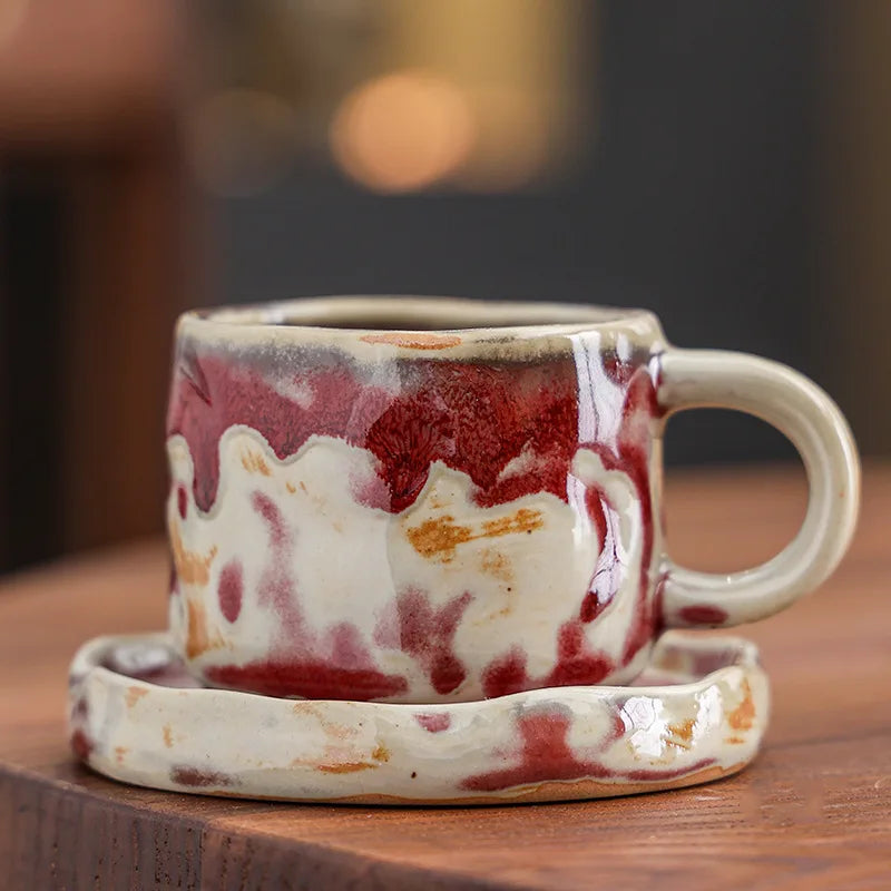 Retro kiln-changed ceramic coffee cup, Japanese handmade style ins style desktop coffee cup multi-color optional