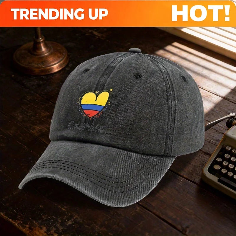 A "Colombia" Washed Baseball Cap, an Adjustable Sun-Protective Duckbill Hat Suitable for All Seasons, a Must-Have Fashion