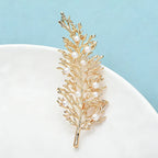 PENDRA Sylva 2-Color Pearl Leaf Brooch