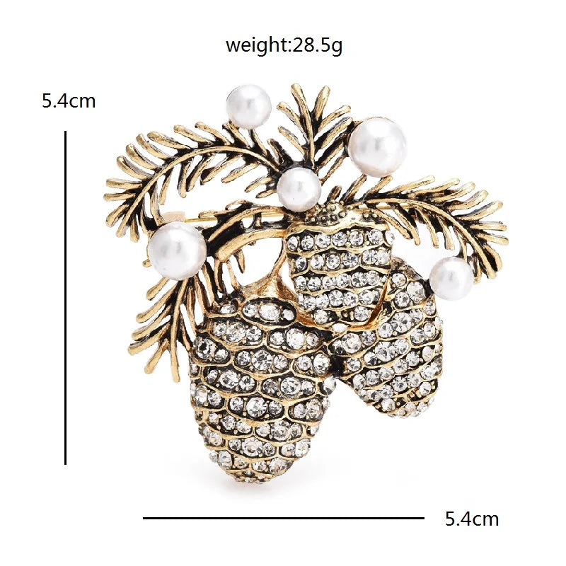 PENDRA Pine Vintage Pine-Nut Christmas Brooch