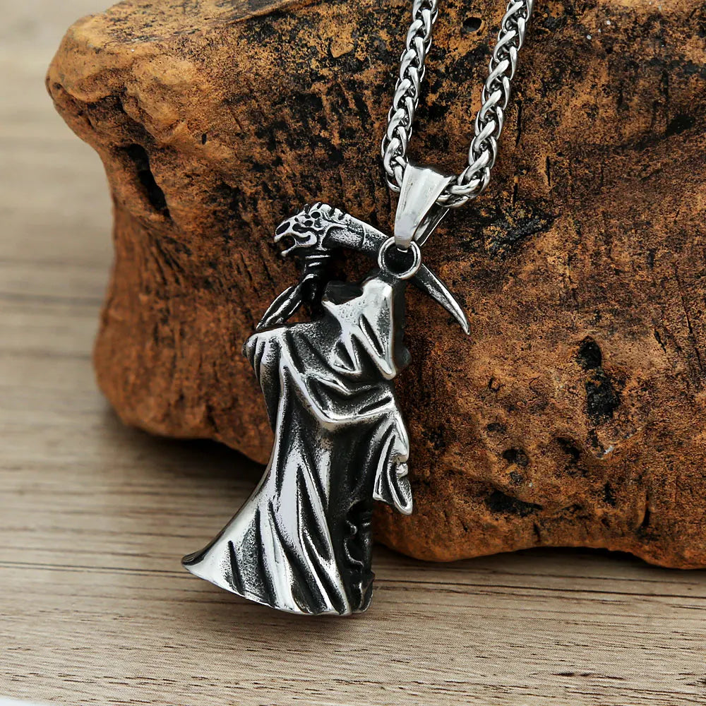 PENDRA Grimreaper Gothic Grim Reaper Scythe Skull Pendant