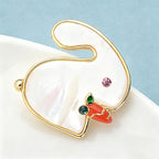 PENDRA Cute White Rabbit Brooch