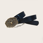 PENDRA Galaine Leather Bull Buckle Western Gothic Belt