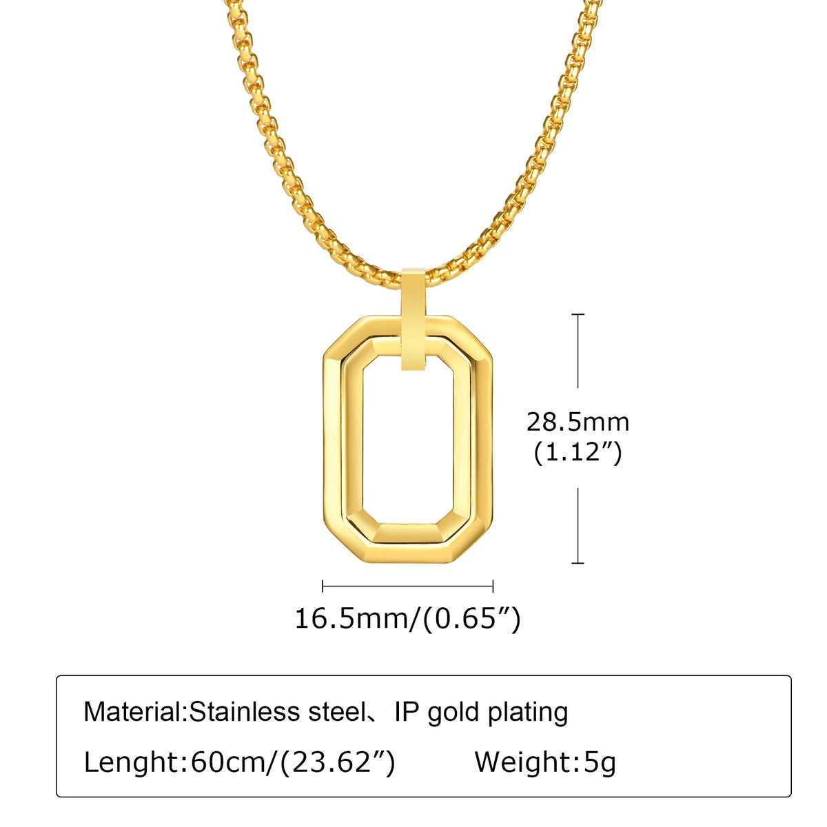 Mens Simple Geometric Necklaces,Hollow Waterproof Stainless Steel Square Pendant Collars,Classic Jewelry Gifts for Boys