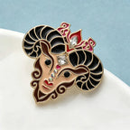 PENDRA Vintage Enamel Goat Brooch