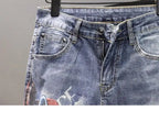Spring and Autumn 2025 Elastic Slim Small Foot Jeans Men's Korean Trendy Versatile Luxury Clothing Trendy Graffiti Printed Pants
