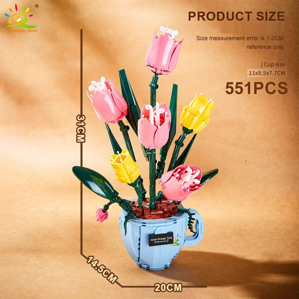 PENDRA Orchid Rose Floral Building Set