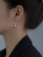 PENDRA Silver Stamp Asymmetrical Earrings