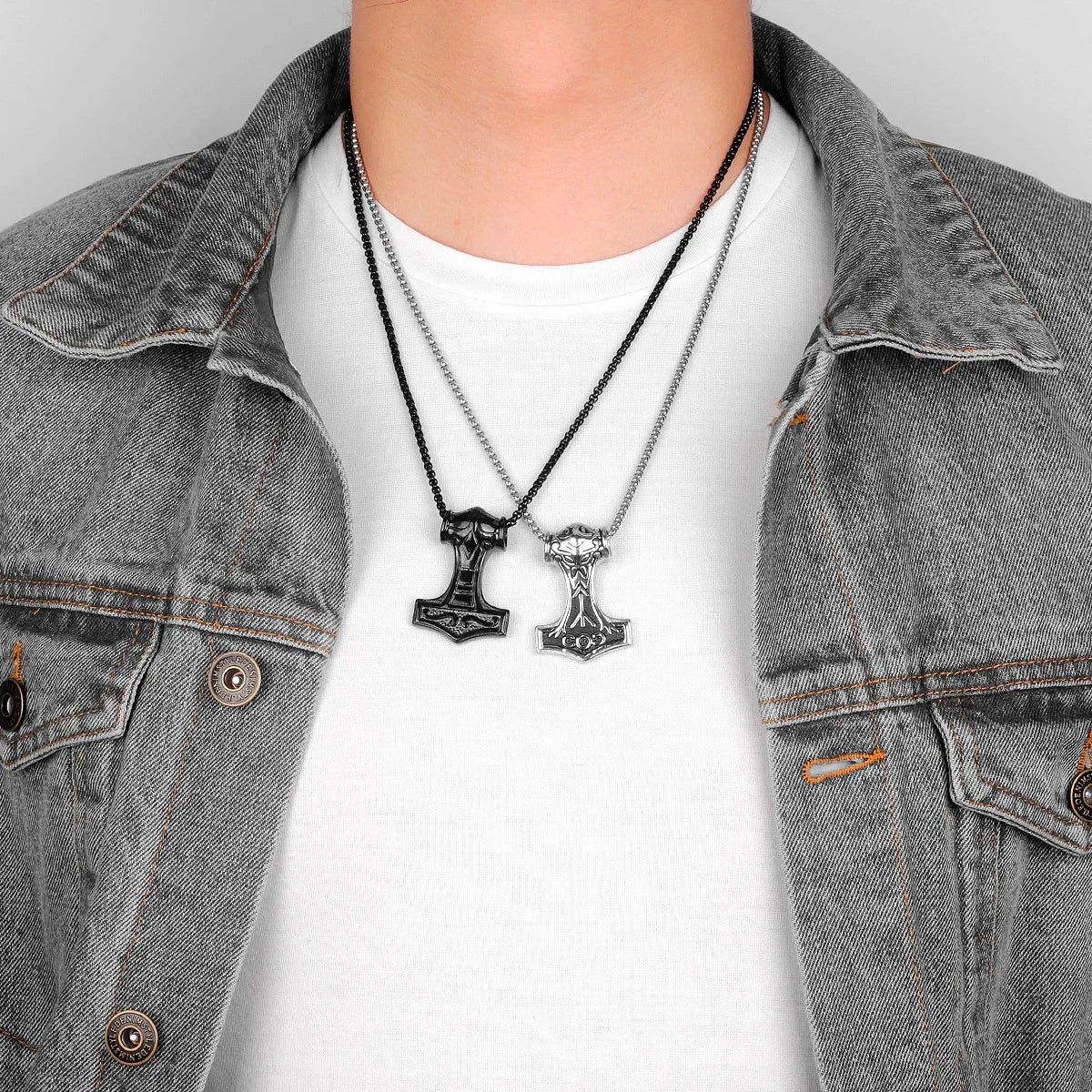 PENDRA Thor's Hammer Boyfriend Steel Necklace