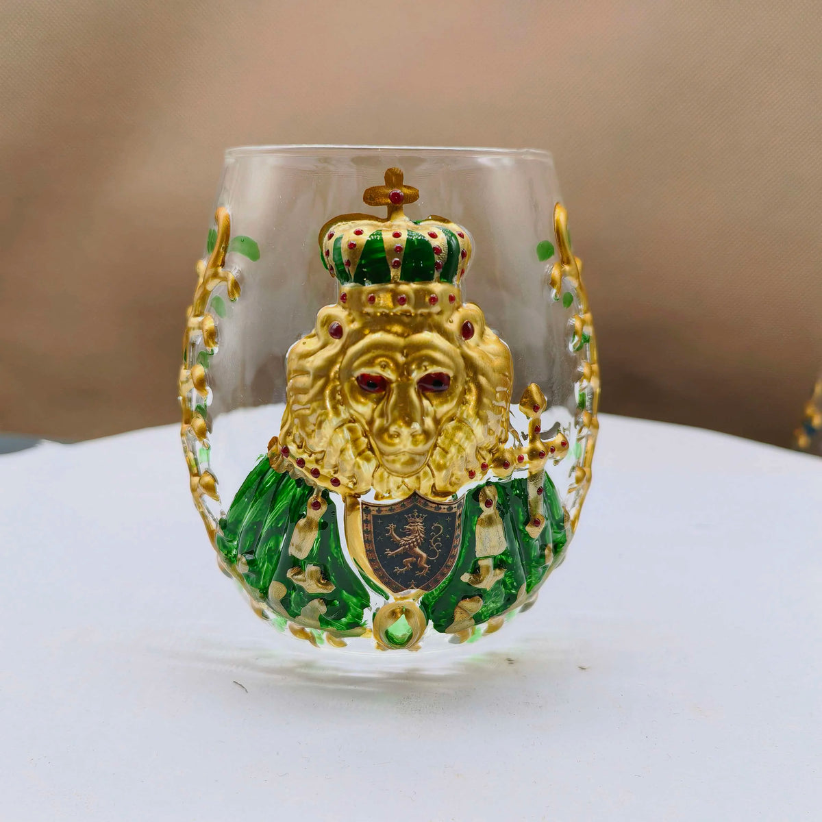 3D Crown Lion Drinking Glass Vintage Royal Style Whiskey Cup Creative Bar Tumbler for Home Party Gift Collection