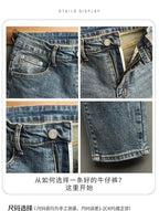 Men's Cropped Jeans Slim Fit Korean Trendy 2026 Spring Summer Blue Youth Trendy High-end Motorcycle Pants Men Man Trousers