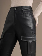 PENDRA Spicy Cargo Pocket High Waist Leather Pants