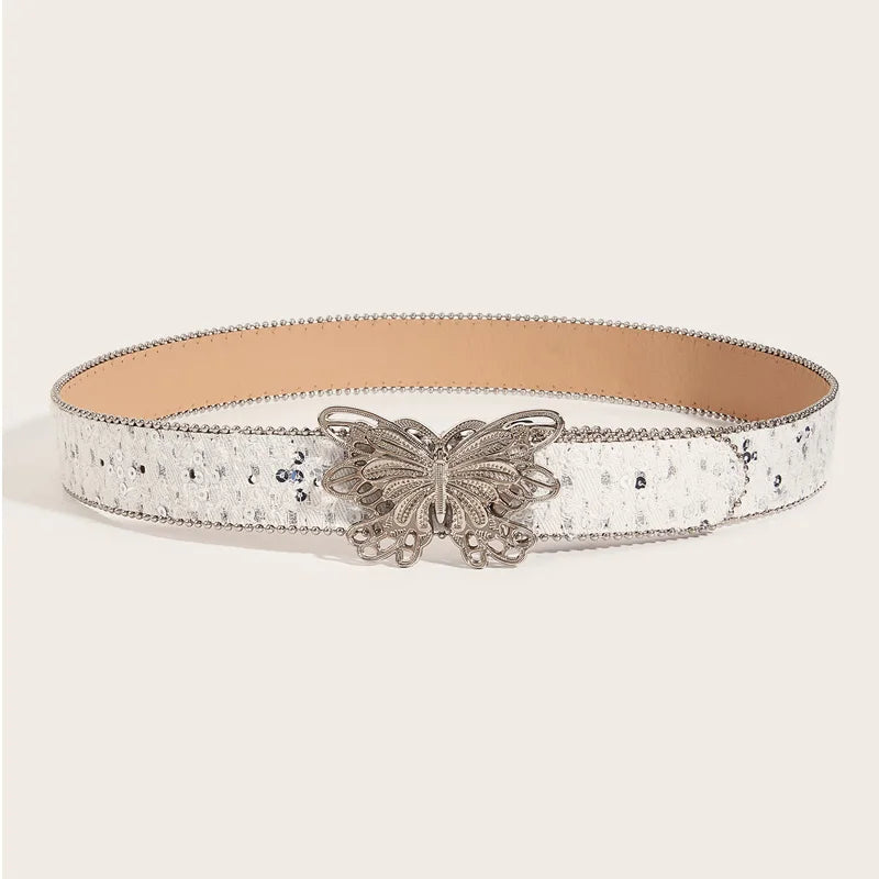 PENDRA Rheais Leather Pink Butterfly Gothic Belt