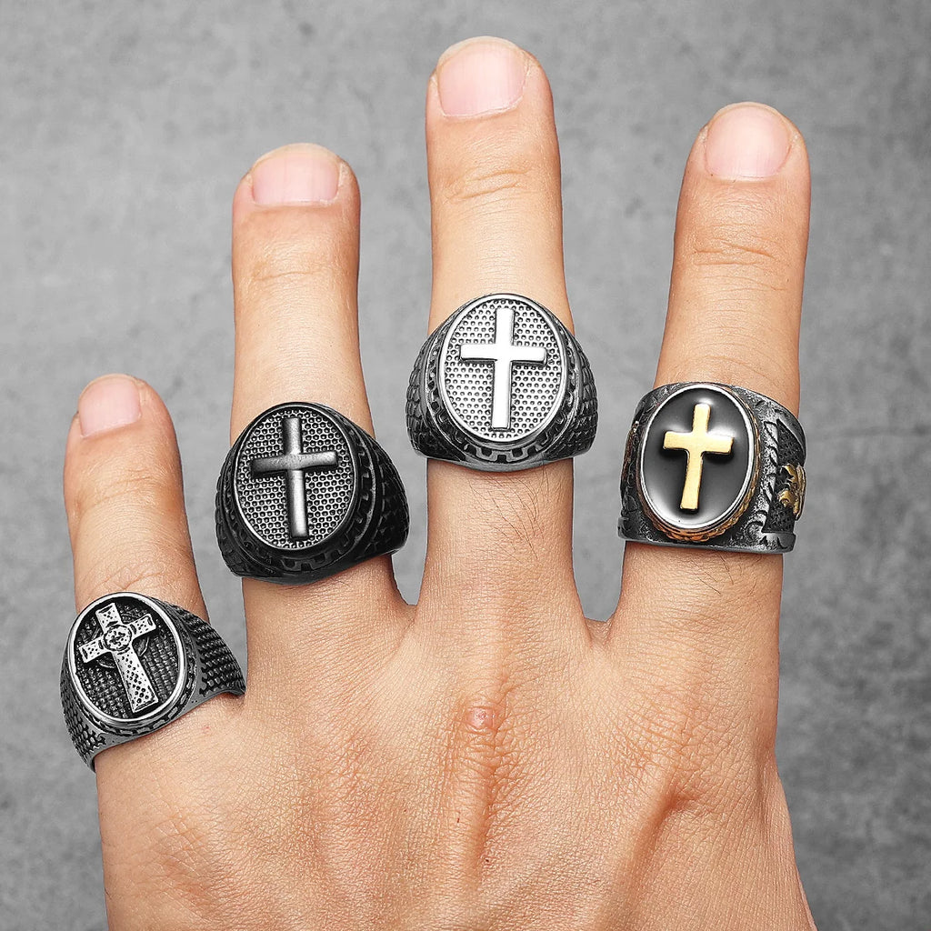 PENDRA Christian Cross Religon Steel Ring
