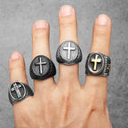 PENDRA Christian Cross Religon Steel Ring