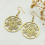 Sacred Geometry Metatron Cube Big Hoop Earrings for Women Stainless Steel Gold Color Amulet Chakra Round Hollow Earrings Jewelry