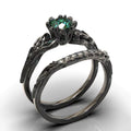 PENDRA Crystal Black Green Ring