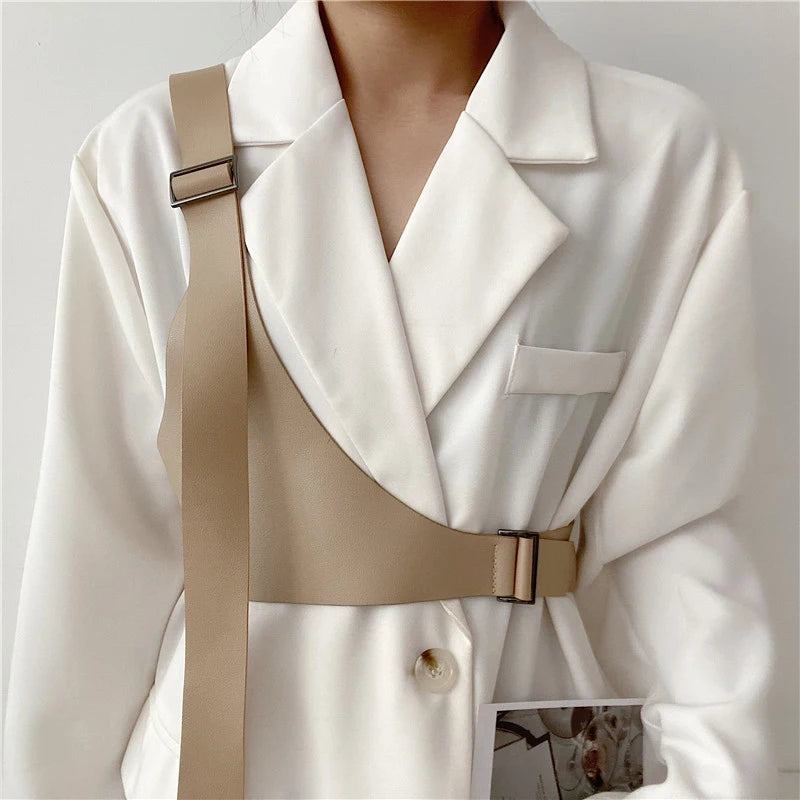 One-shoulder Strap Gothic Belt Female Hip-hop Punk European and American Decorative Fashion Desiner Dress Suit Coat Cool Girdle