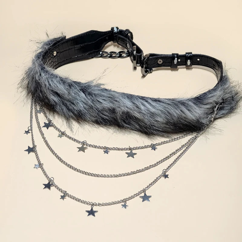 Furry Belt Y2k Belt Subculture Autumn Winter Retro All-Match Plush Waist Chain Imitation Fur Waist Seal Hot Girl Sexy Belt