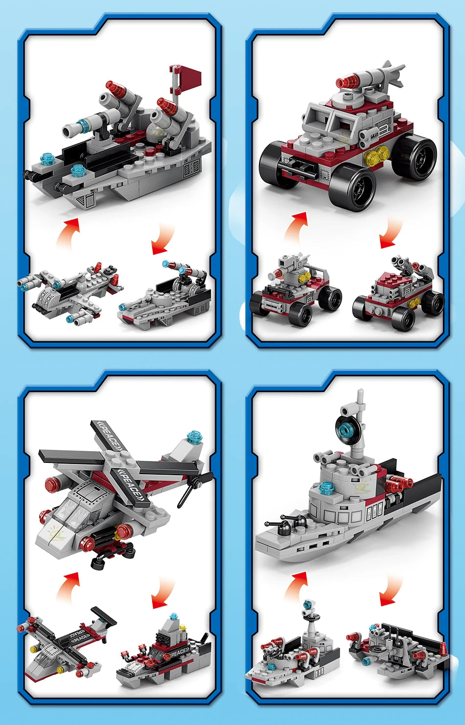 PENDRA Military Ship 8in1 Building Set