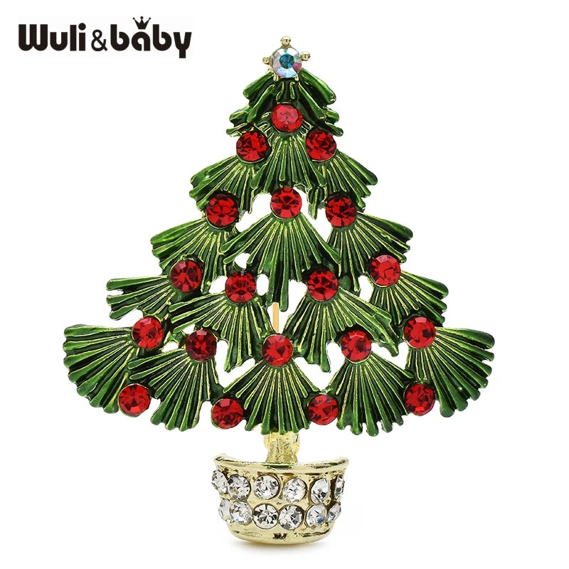 PENDRA Noelina 2-Color Enamel Christmas Tree Brooch