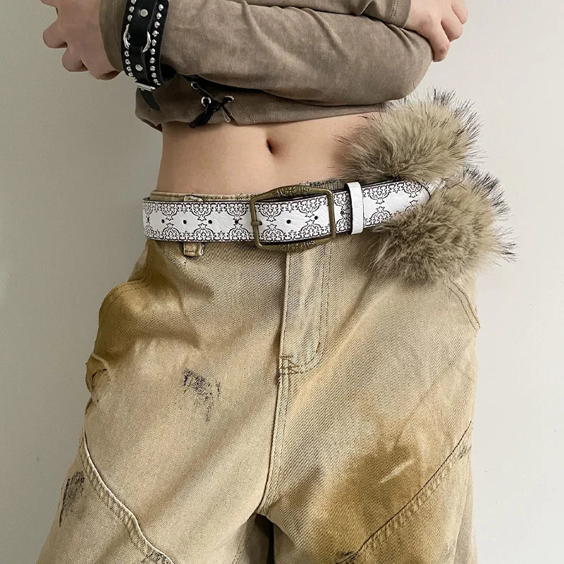 Furry Belt Y2k Belt Subculture Autumn Winter Spring Retro Luxury Plush Waist Chain Imitation Fur Waist Seal Hot Girl Sexy Belt