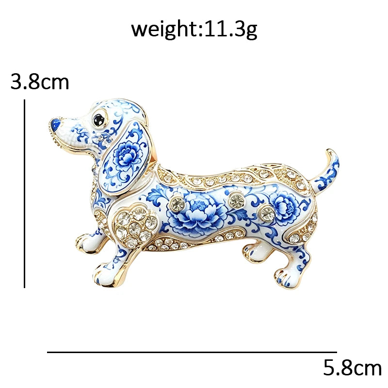 PENDRA Dax Rhinestone Dachshund Dog Brooch