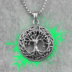 Tree of Life Wisdom Tree Stainless Steel Men Necklaces Pendants Chain Punk for Boyfriend Male Jewelry Creativity Gift Wholesale