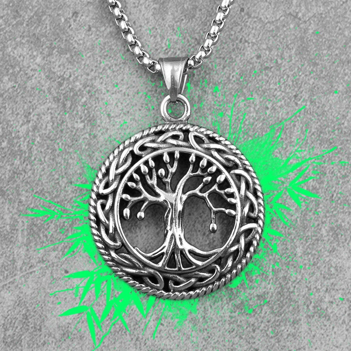 Tree of Life Wisdom Tree Stainless Steel Men Necklaces Pendants Chain Punk for Boyfriend Male Jewelry Creativity Gift Wholesale