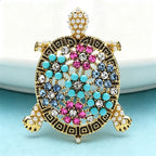 PENDRA Vintage Big Turtle Rhinestone Brooch