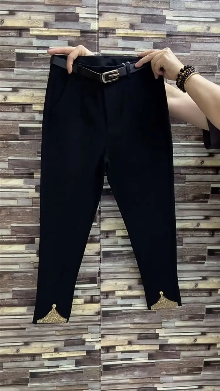 PENDRA Rhinestone Slim Waist Pants