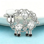 PENDRA Cute Crystal Sheep Brooch