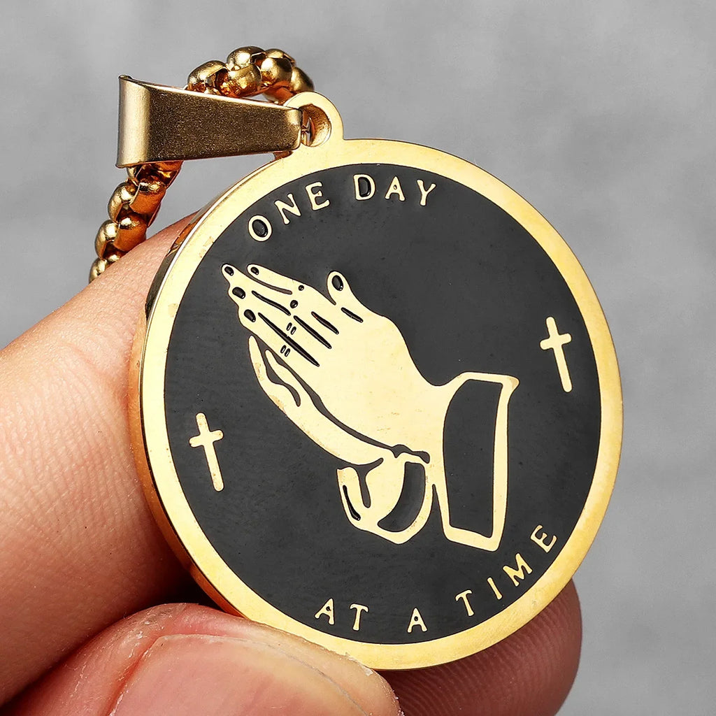 Cross Praying Hands Bilble Men Necklaces Stainless Steel Pendant Chain Women Jewelry HipHop Cool Accessories Gifts Wholesale