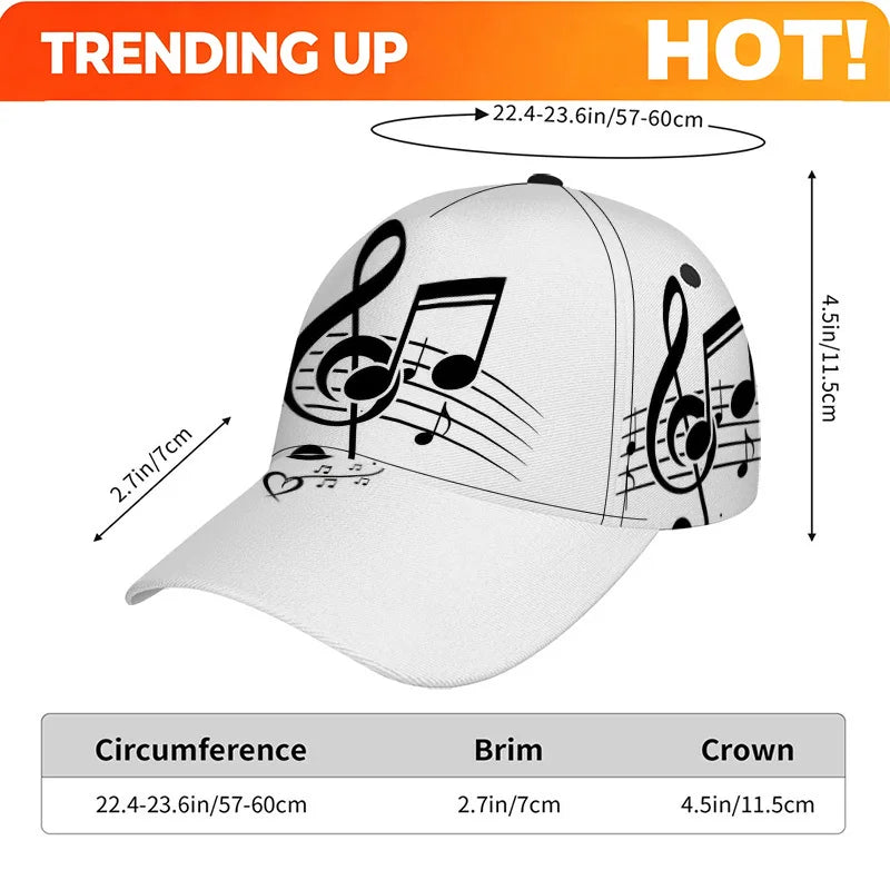 PENDRA Classic Musical Notes Baseball Cap