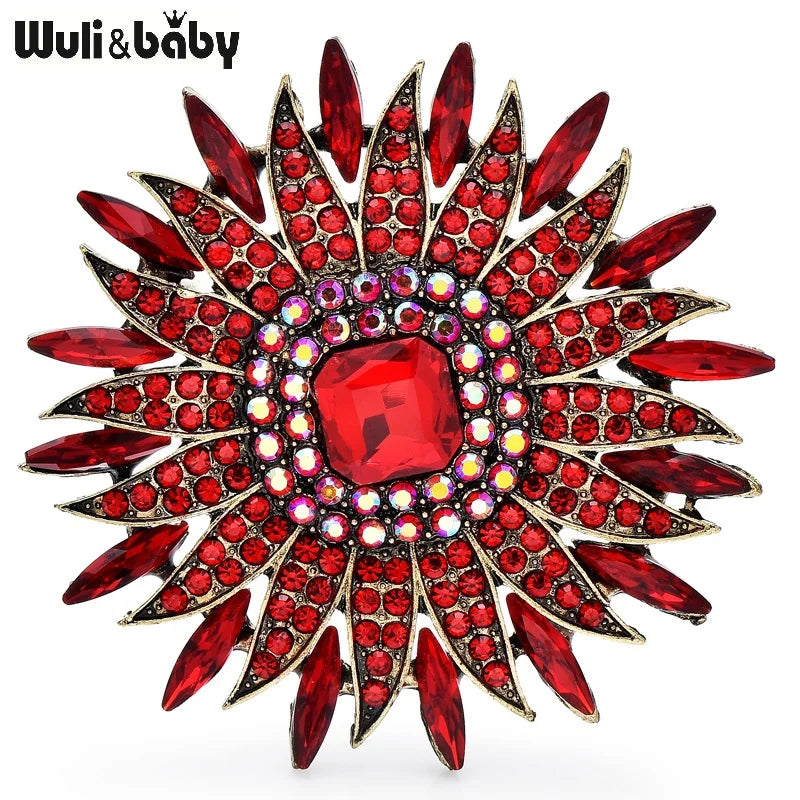 PENDRA Solara Sparkling Rhinestone Sun Brooch