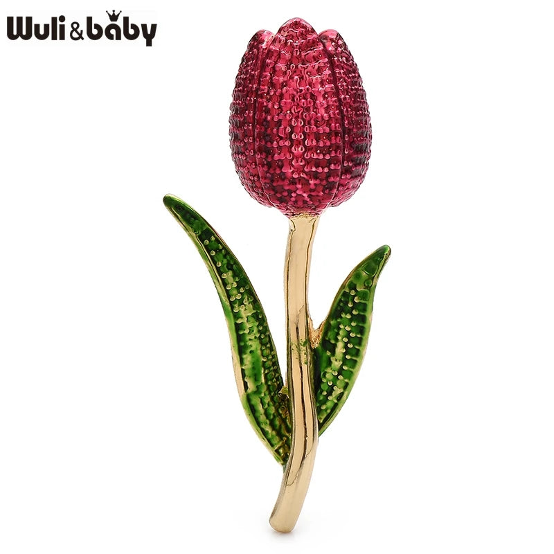 PENDRA Tulippa Enamel Tulip Flower Brooch
