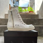 PENDRA White Eclipse White Canvas High-Top Zip Lace-Up Platform Sneakers