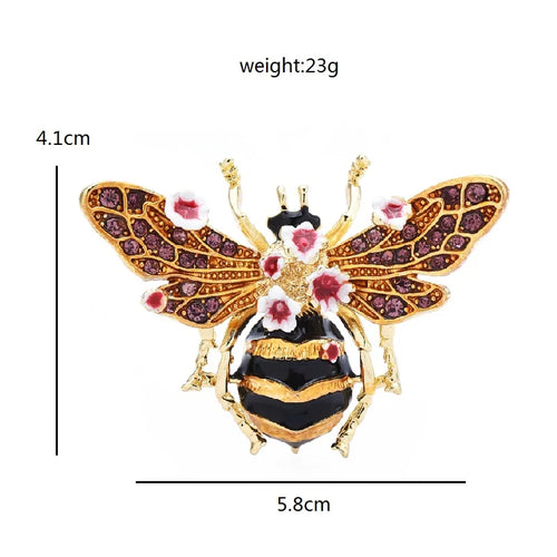 PENDRA Bloom Enamel Flower Bee Brooch
