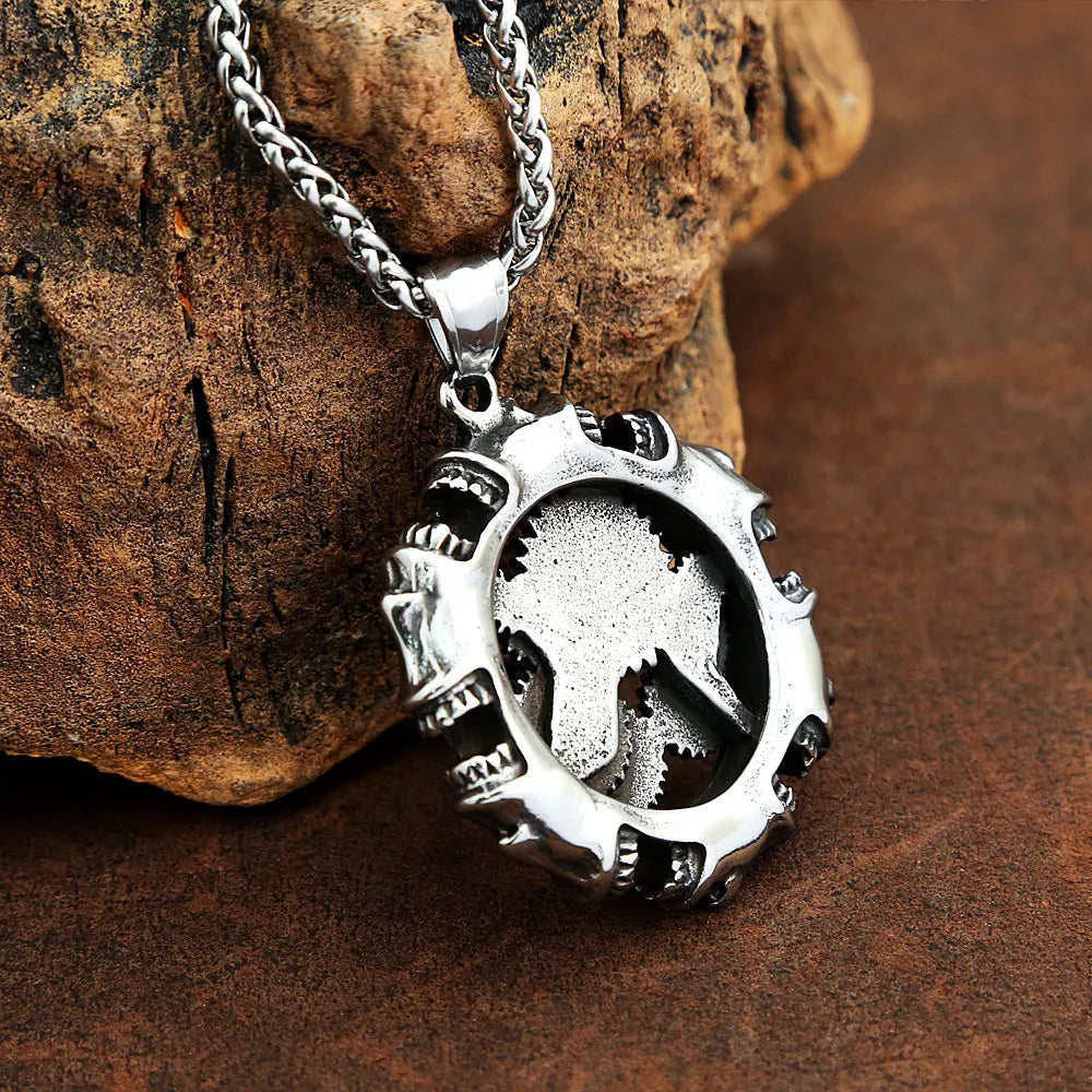 PENDRA Skullgear Steampunk Mechanical Skull Pendant