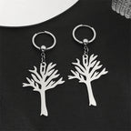 Stainless Steel Music Band Hip Hop Tree of Life Hoop Earrings for Women Silver Color Gothic Punk Earring Jewelry Gift E3404S06
