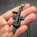 PENDRA Cobra Cross Snake Steel Necklace