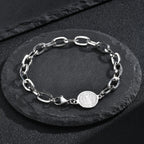 Saint Benedict Bracelet for Men,Gold Silver Color Stainless Steel Link Chain Wristband,Catholic Christian Medal Jewelry Gift